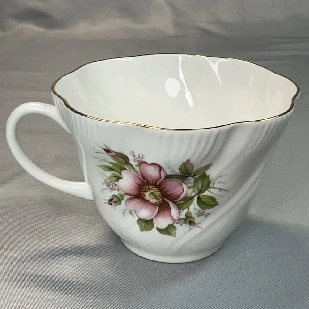 Queen's Prairie Rose‎ Tea Cup and Saucer Banff Alberta England Bone China